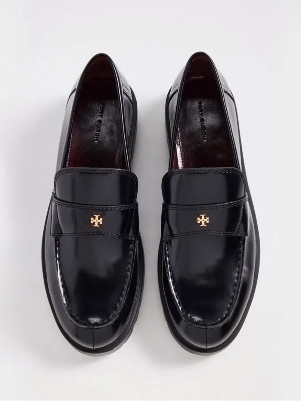 TORY BURCH Classic Lug Loafer Black Leather Platform Loafers 8.5